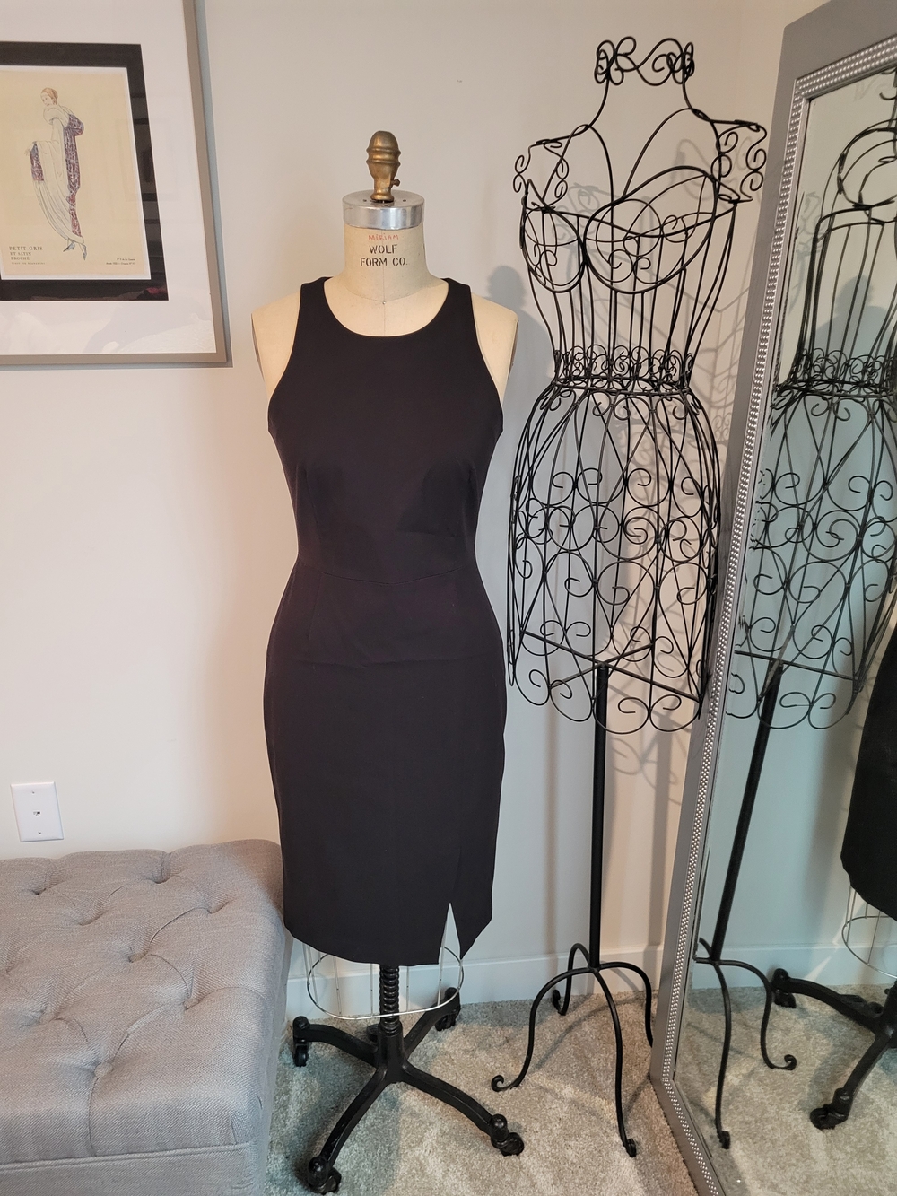 Banana Republic Black Sleeveless Midi Sheath Dress with Front Slit